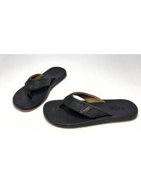 Flojos Men's Size 10 Black Memory Foam Sandals Flip-Flops P128